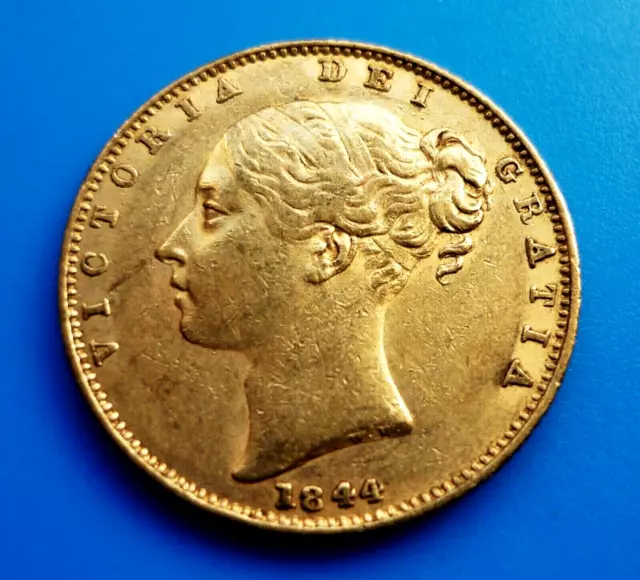 1844  Shield Reverse Full Sovereign 22Ct Gold.
