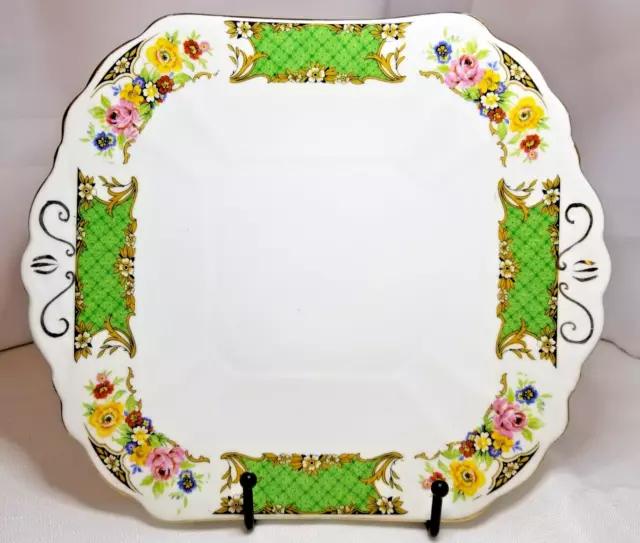 Vintage Samuel Radford Eared Cake / Sandwich Plate, Bone China, Kenmare Green