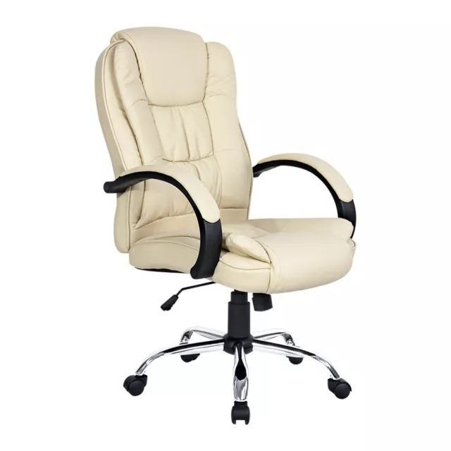 Artiss Office Chair Computer Gaming Chair Executive PU Leather Chairs Beige