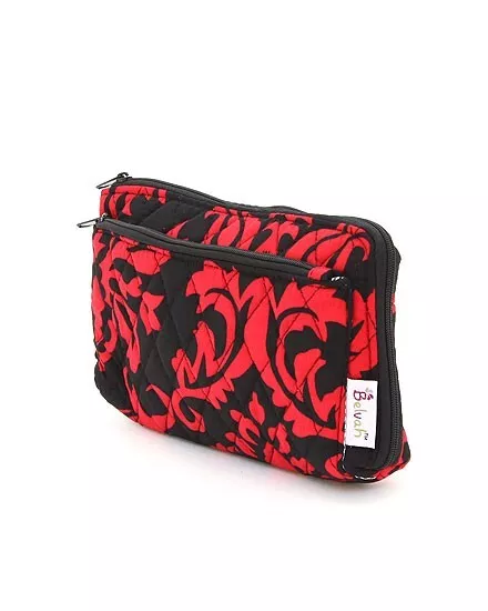 Quilted Fabric GERMAN SHEPHERD Dog Breed Damask Zipper Pouch Cosmetic Bag 2