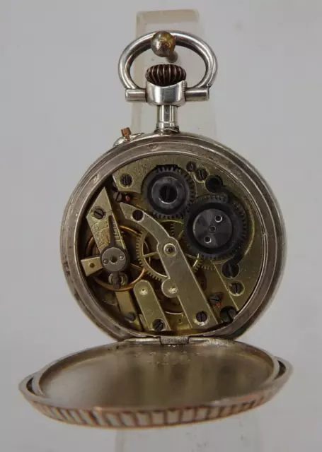 Offene Jugendstil Damentaschenuhr Silber um 1900 - TOPZUSTAND (89458) 2