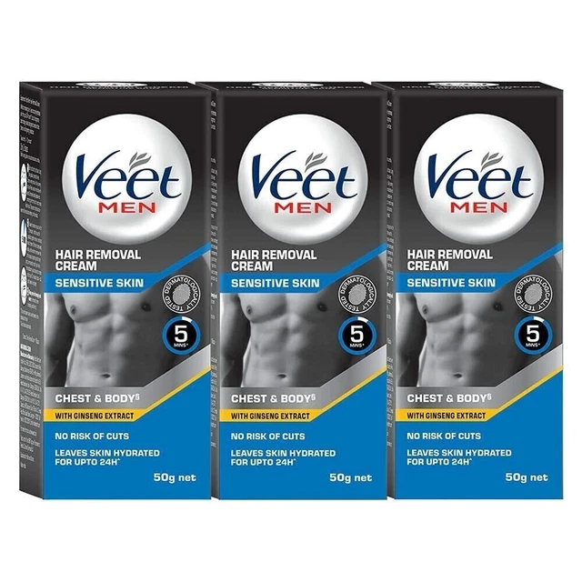 3 PC x 50 grammes Crème dépilatoire Veet pour hommes peaux sensibles