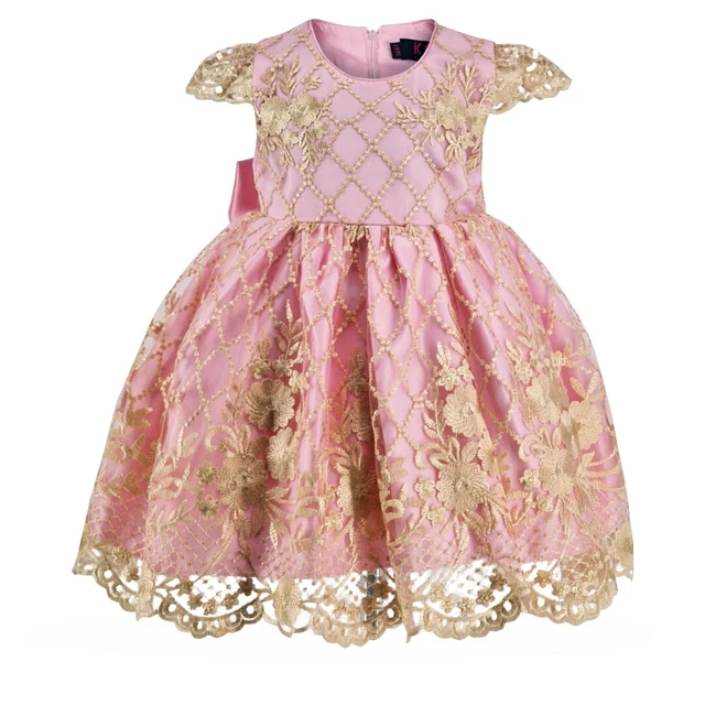 Abito da damigella d'onore bambina fiore bambina rosa abito da festa matrimonio Regno Unito