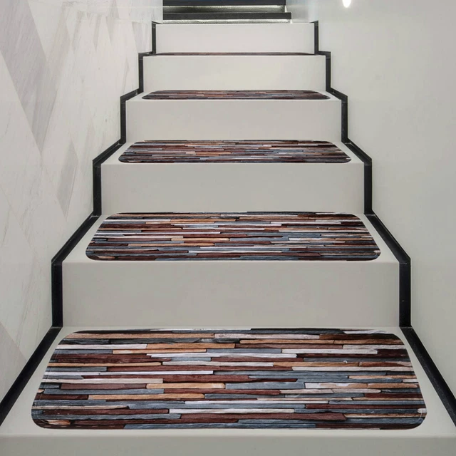 5pcs Non-slip Stair Carpet Treads Washable Stair Tread Mat with Adhesive Tape