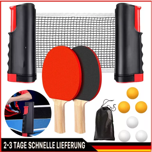 10 Tlg. Profi Tischtennis Set Tischtennisschläger mit Netz, Schläger und Bällen