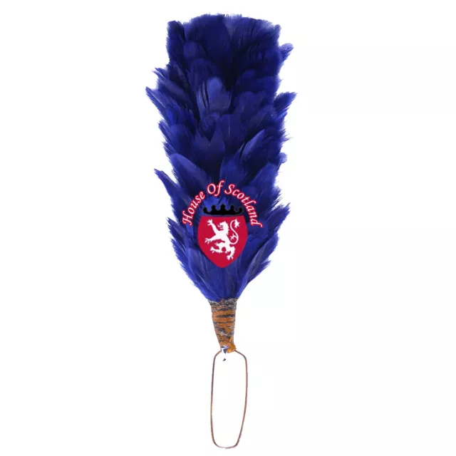 SH Glengarry Cap Plume Feather Hackle Royal Blue 6" Balmoral Hats Highland wear