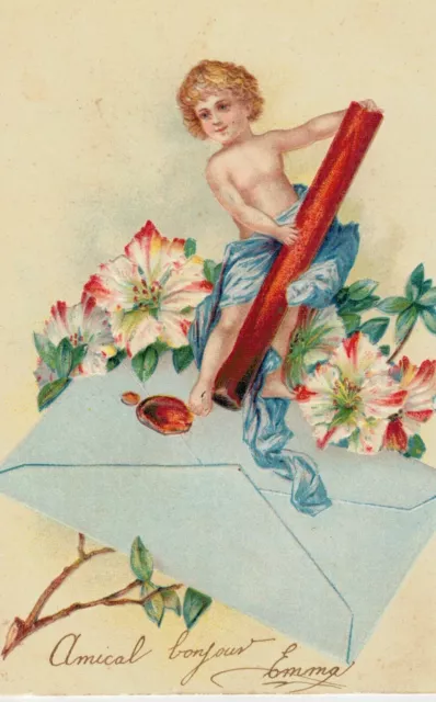 Carte Postale Bébé - Salutations - Relief - Petite Format - - Neuve 1904