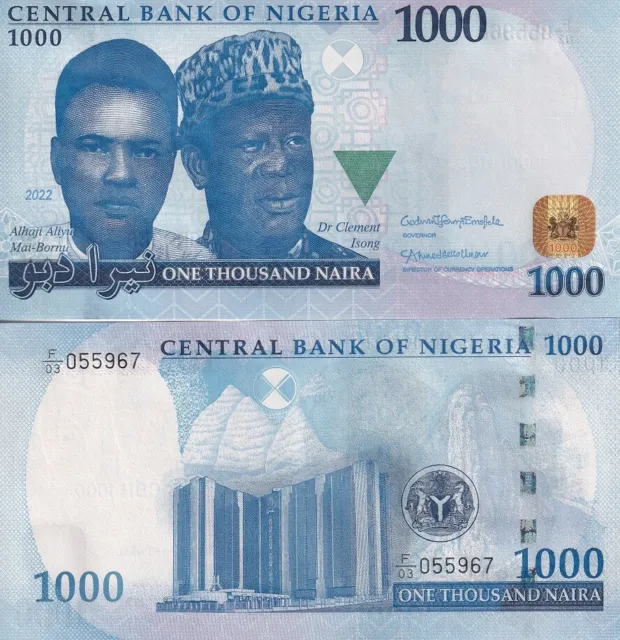 Nigeria 1000 Naira 2022 P 49 New Design UNC NR