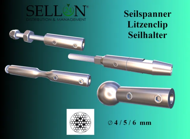 Gewindeterminal Litzenclip Seilspanner Drahtseilterminal Seilhalter AISI 316 V4A