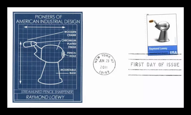 Dr Jim Stamps Us Cover Raymond Loewy Pioneers Industrial Desgin Fdc Fleetwood