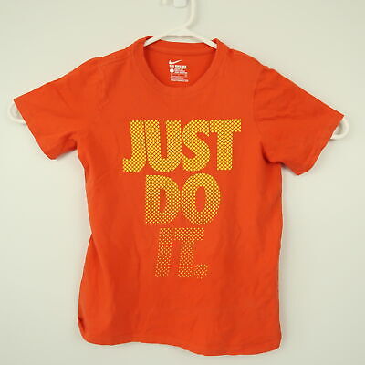 Nike Kids Boys T-Shirt Youth Size S Orange Just Do It Short Sleeve Crew Neck Tee