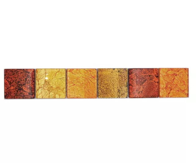 Wandbordüre Mosaico Borde Cenefa de Vidrio Azulejos Oro Naranja Estructura