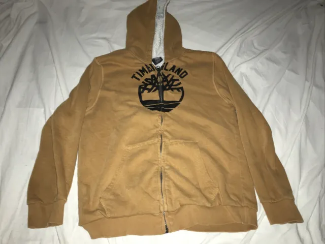 Timberland Beige Full Zip Hoodie Sweatshirt Jacket Sherpa Lined Size XL