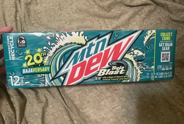 Limited Taco Bell 20Th Bajaversary Mtn Dew Baja Blast Flavor 12 Pack 12Floz Cans