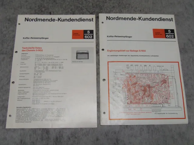 Schaltplan Service Manual Kofferradio Radio Nordmende Transita TS de luxe  5/602