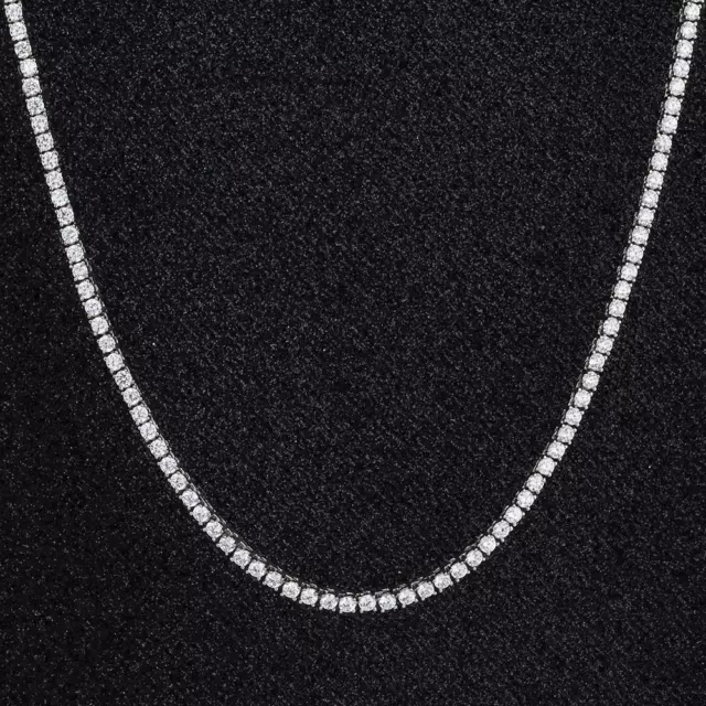 30CT Round Simulated Diamond Tennis Women Necklace 14K White Gold Plated Silver