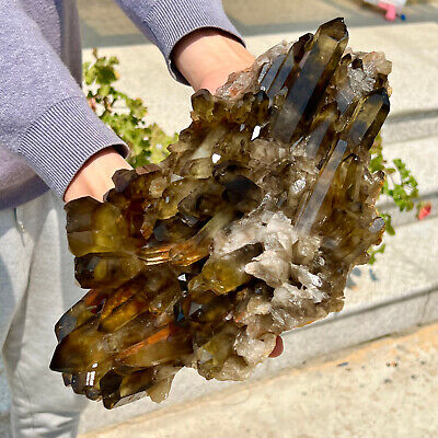 8.58LB Natural Citrine cluster mineral specimen quartz crystal healing-AD978