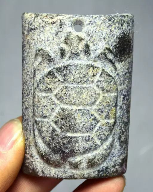 7CM China Hongshan Culture Old Jade turtle tortoise Yubi Ring Amulet Pendant