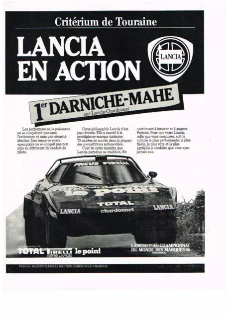 Publicite Advertising 1981 Lancia  Chardonnet   Criterium De Touraine   Darniche