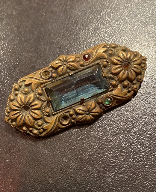 Broche Ancienne Française Vintage En Métal Plaqué Or - Rare, Occasion