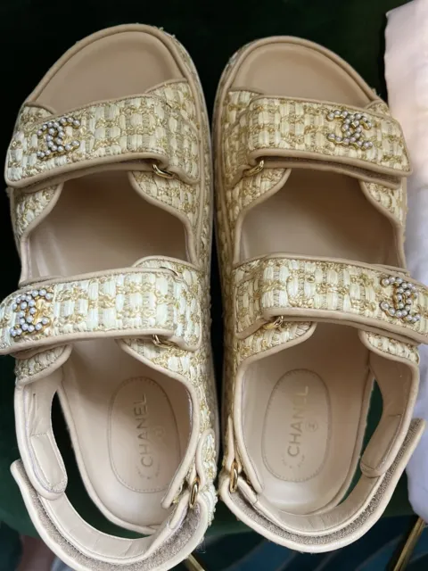 Dad sandals cloth sandal Chanel Beige size 38 EU in Cloth - 22456150