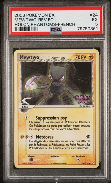 🇫🇷 Mewtwo Rare Reverse PSA 5 Fantômes Holon 24/110 Bloc Ex Carte Pokemon Pca💫