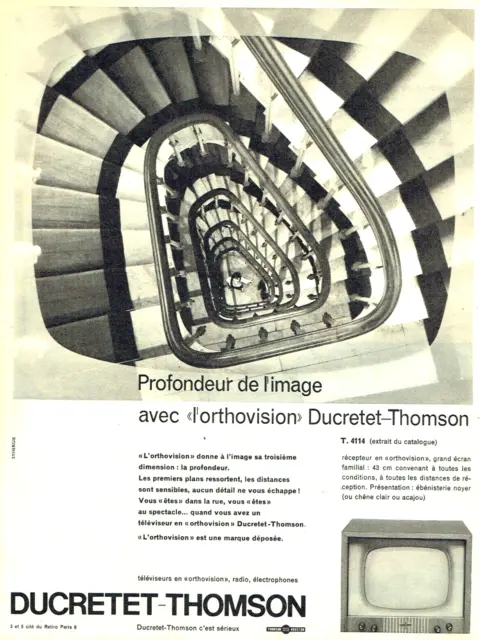 Publicité Advertising 1223 1959   téléviseur Ducretet-Thomson  l'Orthovision