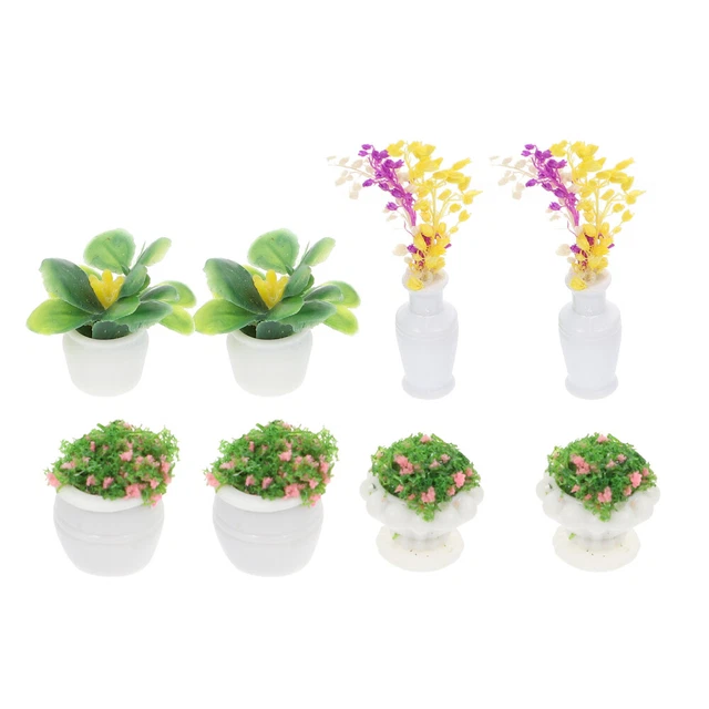 8 piezas mini modelo de planta planta planta planta en maceta para jardín casa de muñecas mini accesorios