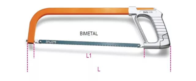 Beta Tools 1726 Hacksaw Frame with Blade Attachment System 440mm L1: 300mm