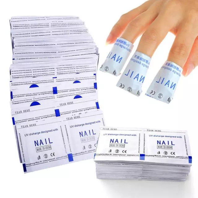 100 Pack Easy Nail Art Acrylic Soak Off Gel Nail Polish Foil Removal Wraps