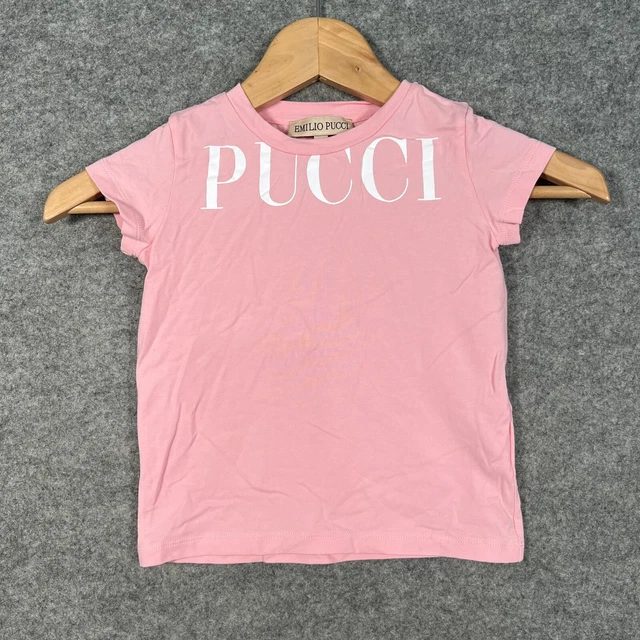 EMILIO PUCCI Top Age 3 Years Girls Pink Short Sleeve Cotton Logo Print T Shirt