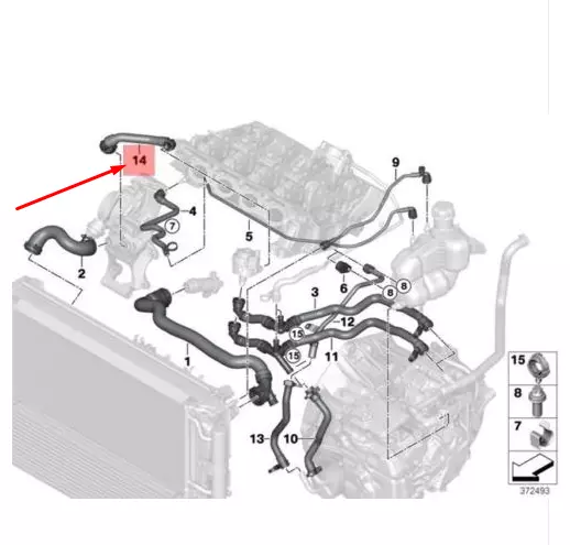 BMW 2 Active Tourer F45 Pompe � liquide �lectrique Tuyau d'eau 17127617380