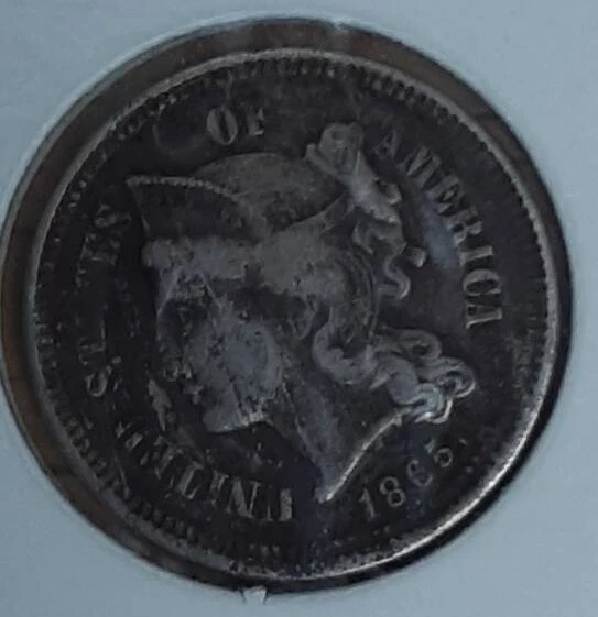 1865 Three Cent Pieces (Nickel) Not certified