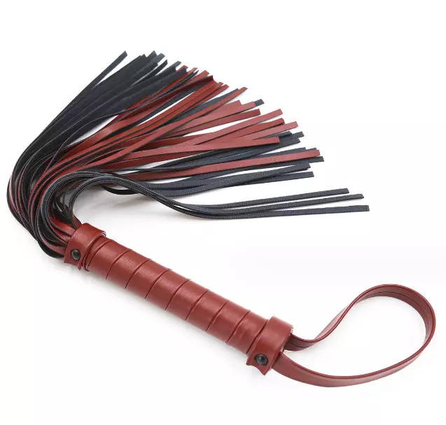 Real-Cowhide-Leather-Flogger-Heavy-Double-Pasted-25-Tails-Red&Black-whip 2