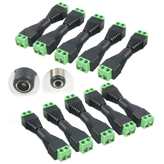 DC MALE FEMALE Power Connectors Solderless Adapter Plug Jack Socket