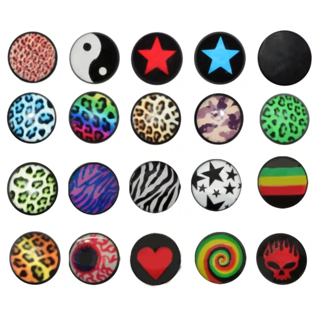 10 mm Fakeplugs Fake Plug Fakes Tunnel Ohrstecker Fakepiercing Motive Prints