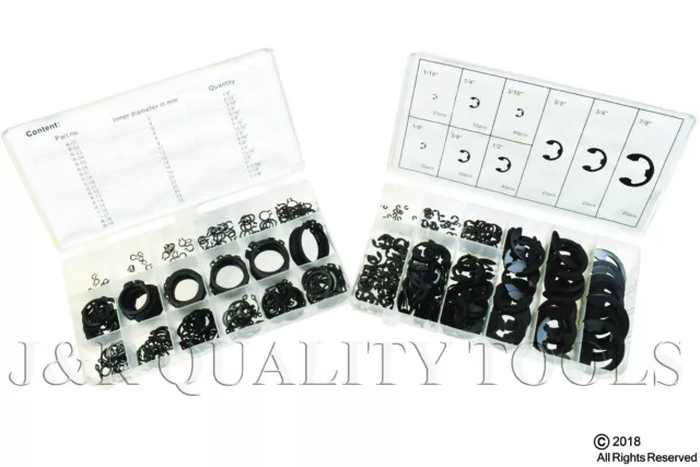 600pc Set of (300pc) Snap Ring & (300) E-Clip Kits Great Assortment of Sizes