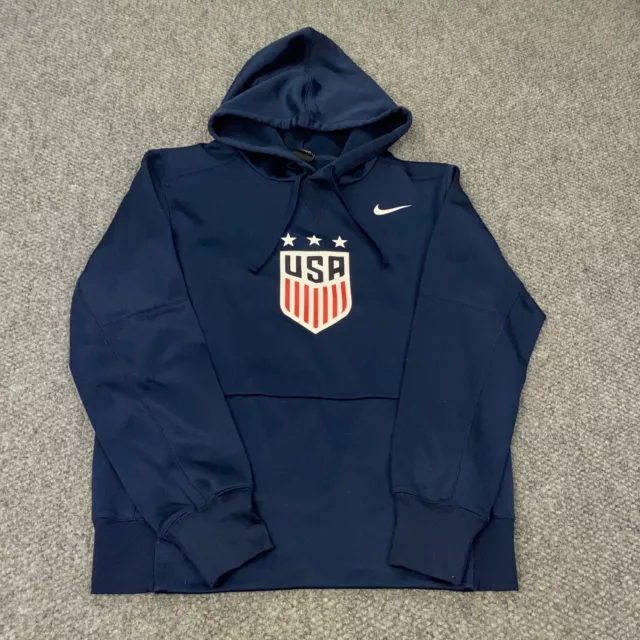 Nike USA National Soccer Team Hoodie Mens Medium Blue Sweatshirt Dry-Fit