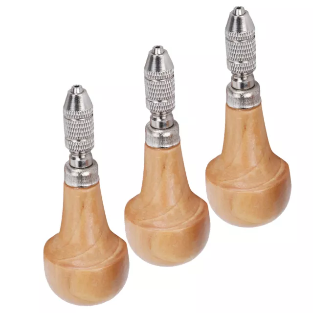 3 Set Hand Chucks Wooden Handles Pear Shape Graver Handle Pin Vise Hand Drill us