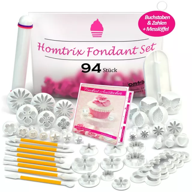 Fondant Ausstecher Set 94Tlg. Buchstaben Zahlen Modellierwerkzeug Ausstechformen