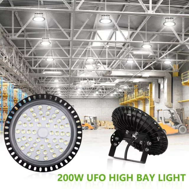 200W LED High Bay Light UFO Warehouse Industrial Garage Factory Light Waterproof