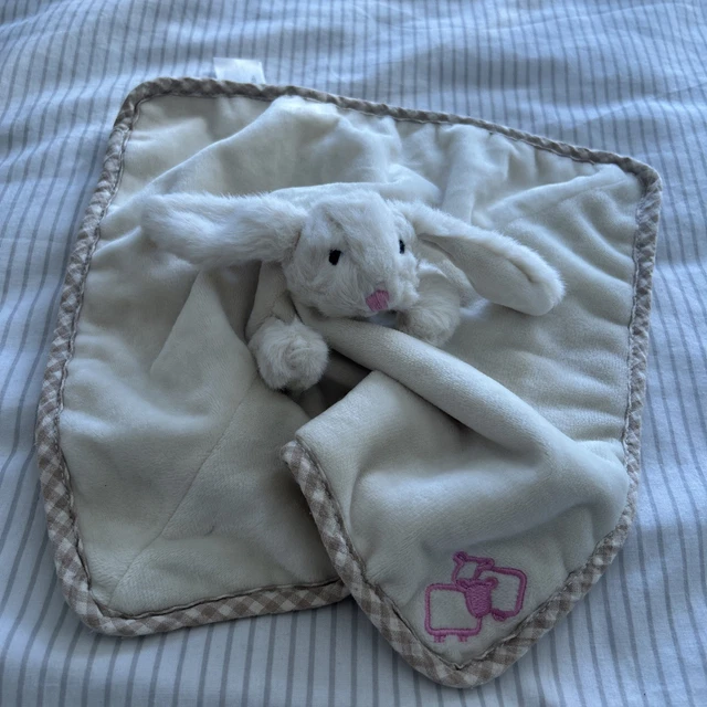 JOMANDA CREAM & Pink Bunny Rabbit Comforter Blanket Blankie Doudou Toy ...