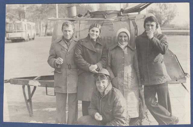 Beautiful Guys Smoking Cigarettes and Girls near Beer Soviet Vintage Photo USSR