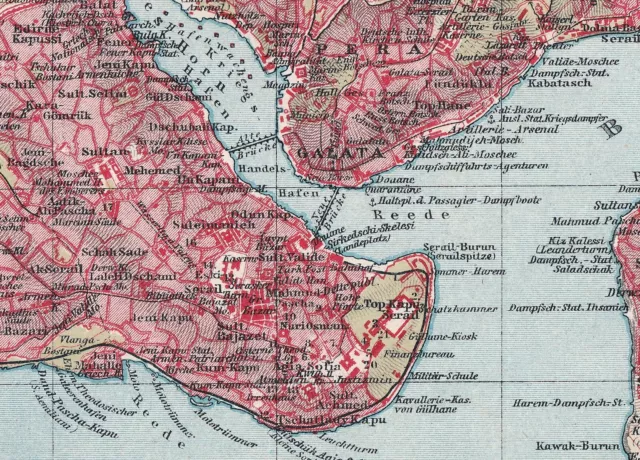 ISTANBUL İstanbul  Türkiye  Original 1905 Century map TURKEY