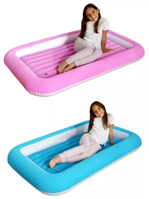 Cama de aire para niños con cerradura de aire inflable para cama de aire junior con lados de parachoques seguros