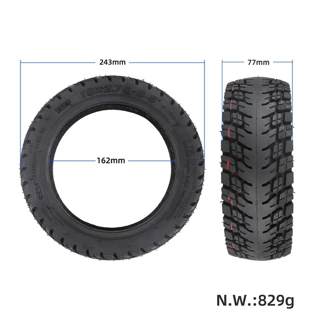 Pneu Tout-Terrain 10 X 2.75-6.5 Pour Trottinette Électrique - Antidérapant, Anti-Crevaison, 1 Pièce