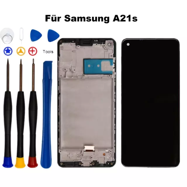 Ecran Complet Pour Samsung Galaxy A21S A217 Sm-A217F Lcd Noir + Chassis + Outils