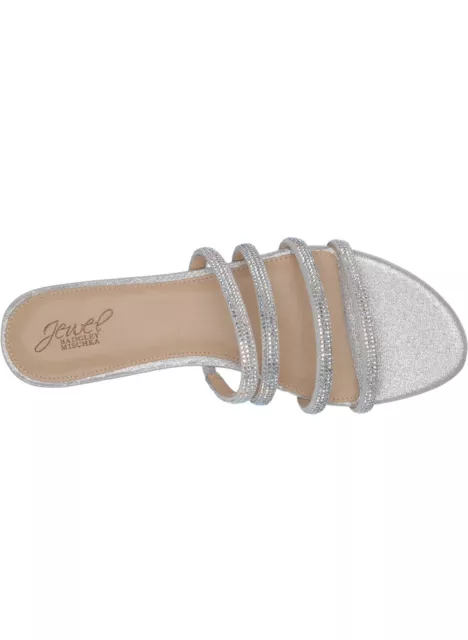 NEW IN BOX Jewel Badgley Mischka Nigella Silver Slide Sandals Sz 10 $80 ...