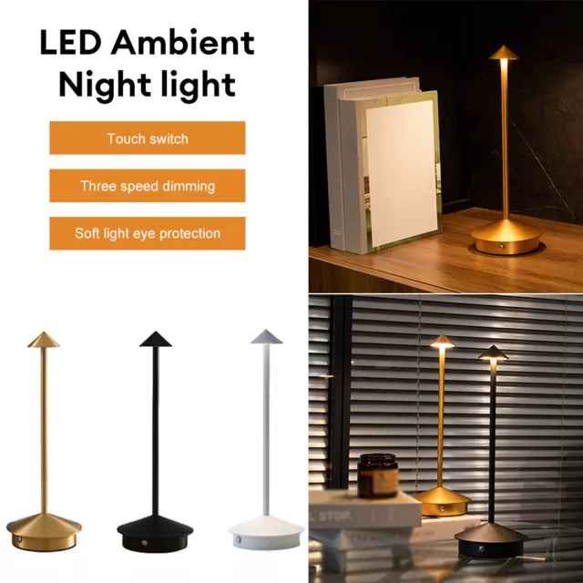 LED USB Table Lamp Rechargeable Cordless LED Bar Hotel Decor Metal Night Light