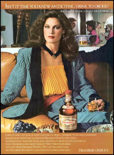 1980 Drambuie liqueur beautiful woman bottle glass vintage photo Print Ad ads29